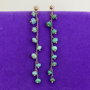 💛 Vintage 10k Gold Dangle Natural Green Aventurine | Lucky Drop